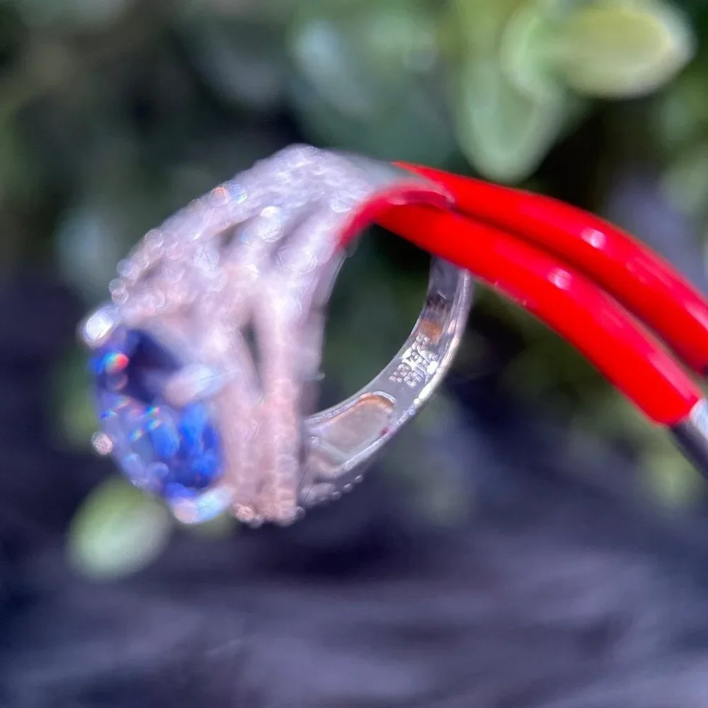 Tanzanite Colored Stone‎ /Cz’s Silver 925 Ring